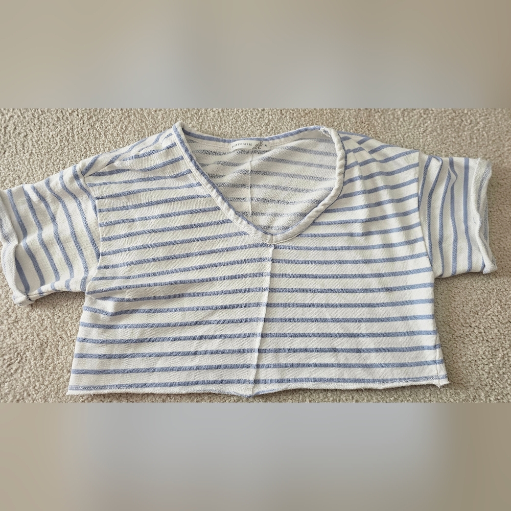 Altar'd State SYLVIE Blue and White Striped Tee MEDIUM - Picture 2 of 9